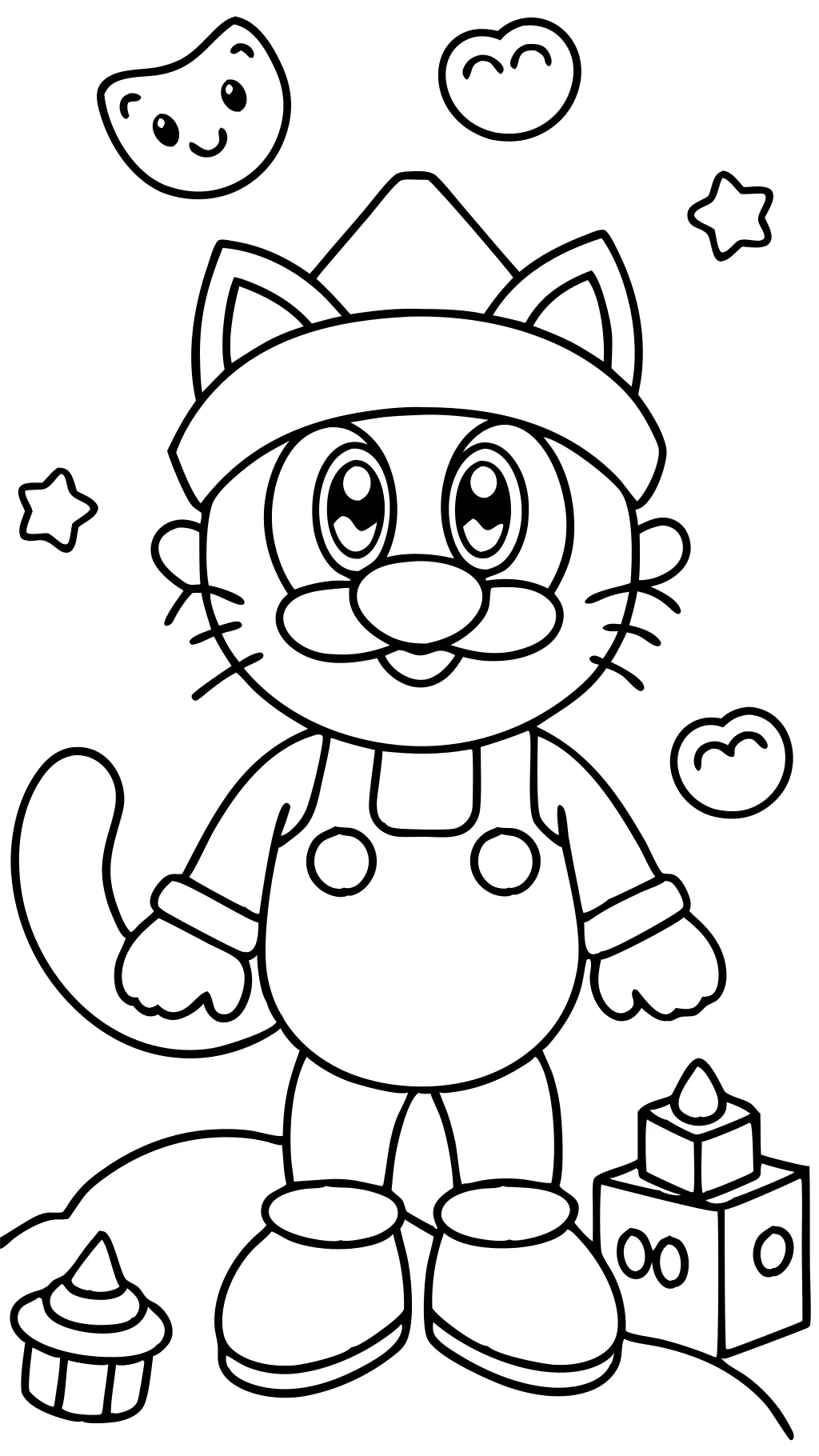 Página para colorear de gato mario